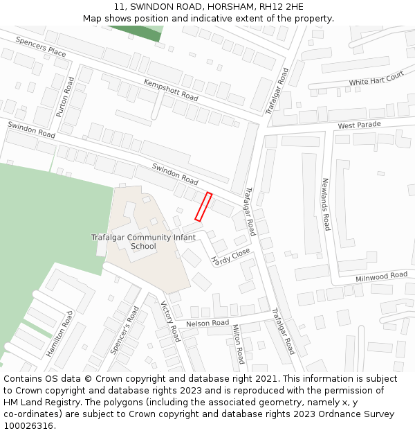 11, SWINDON ROAD, HORSHAM, RH12 2HE: Location map and indicative extent of plot