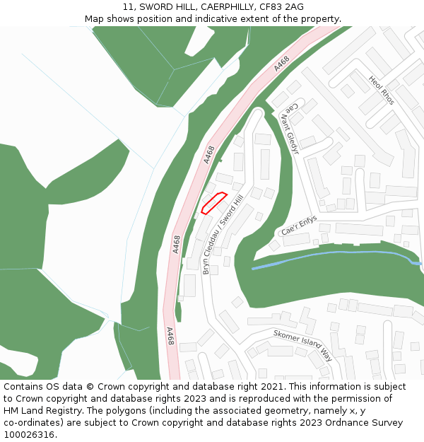 11, SWORD HILL, CAERPHILLY, CF83 2AG: Location map and indicative extent of plot