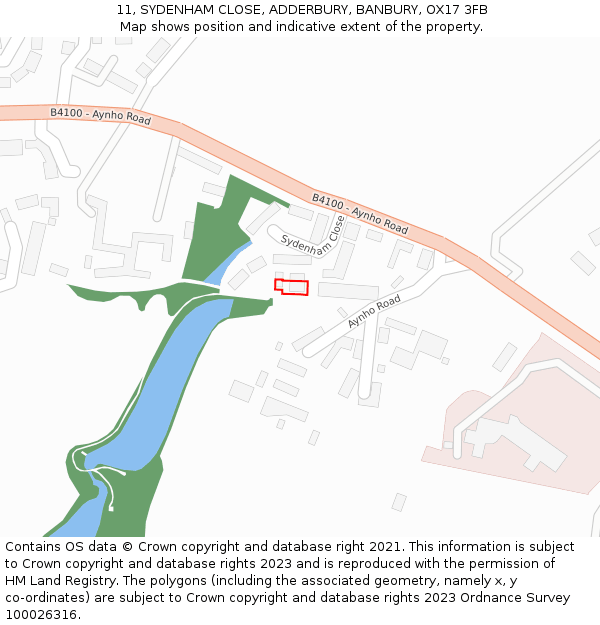 11, SYDENHAM CLOSE, ADDERBURY, BANBURY, OX17 3FB: Location map and indicative extent of plot