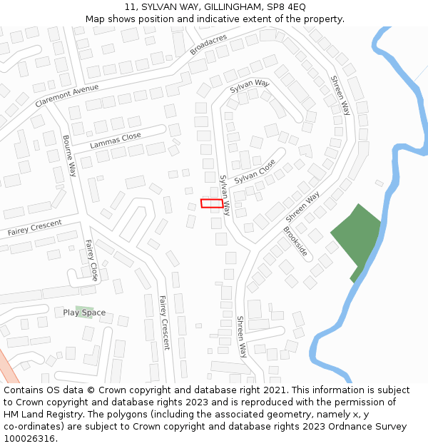 11, SYLVAN WAY, GILLINGHAM, SP8 4EQ: Location map and indicative extent of plot