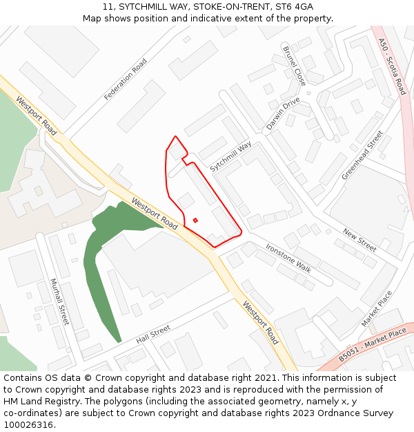 11, SYTCHMILL WAY, STOKE-ON-TRENT, ST6 4GA: Location map and indicative extent of plot