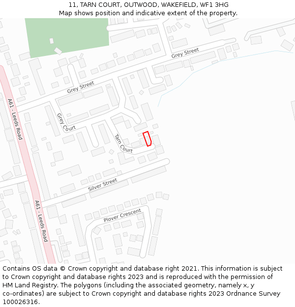 11, TARN COURT, OUTWOOD, WAKEFIELD, WF1 3HG: Location map and indicative extent of plot