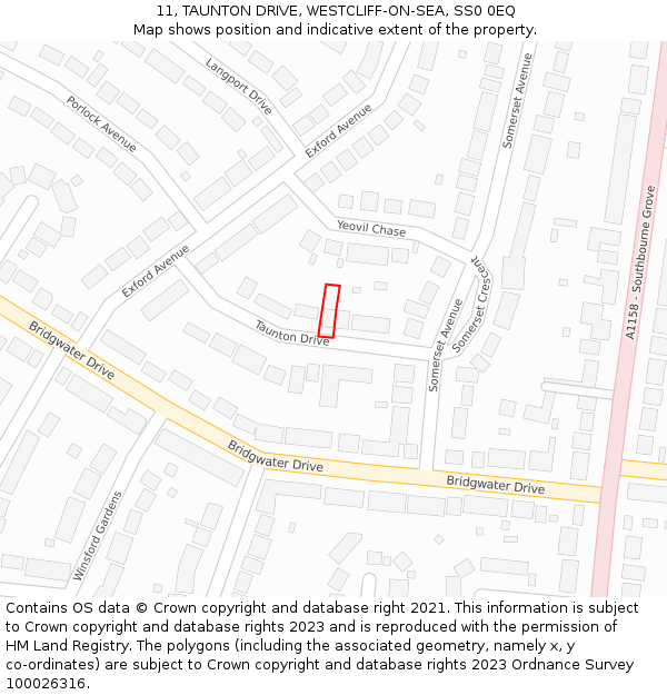 11, TAUNTON DRIVE, WESTCLIFF-ON-SEA, SS0 0EQ: Location map and indicative extent of plot