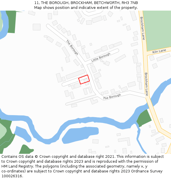 11, THE BOROUGH, BROCKHAM, BETCHWORTH, RH3 7NB: Location map and indicative extent of plot