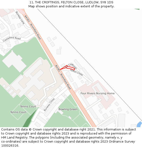 11, THE CROFTINGS, FELTON CLOSE, LUDLOW, SY8 1DS: Location map and indicative extent of plot