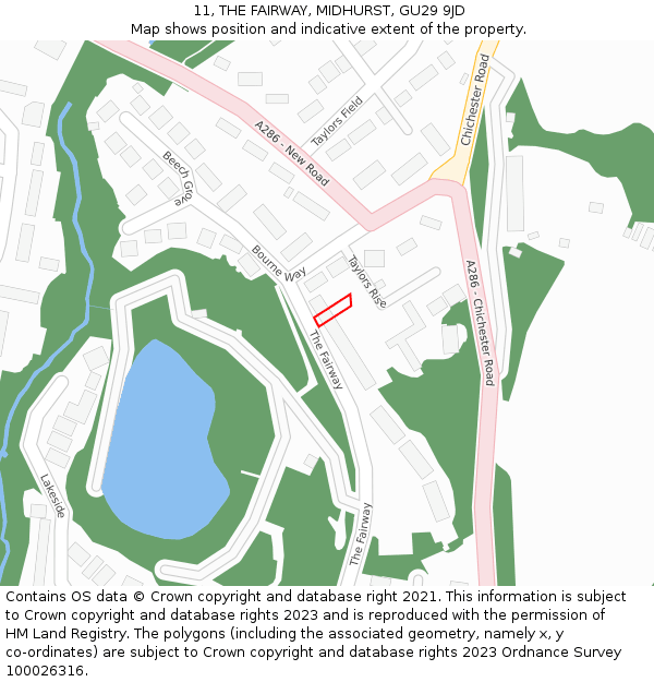 11, THE FAIRWAY, MIDHURST, GU29 9JD: Location map and indicative extent of plot