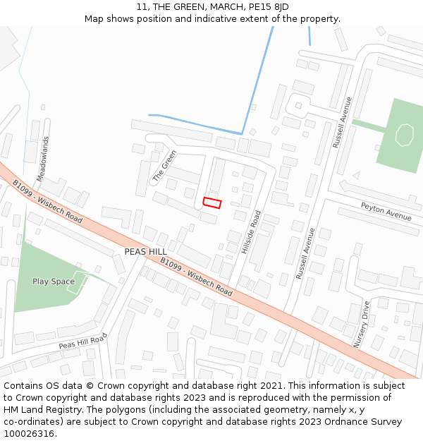 11, THE GREEN, MARCH, PE15 8JD: Location map and indicative extent of plot