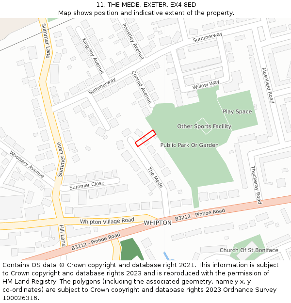 11, THE MEDE, EXETER, EX4 8ED: Location map and indicative extent of plot