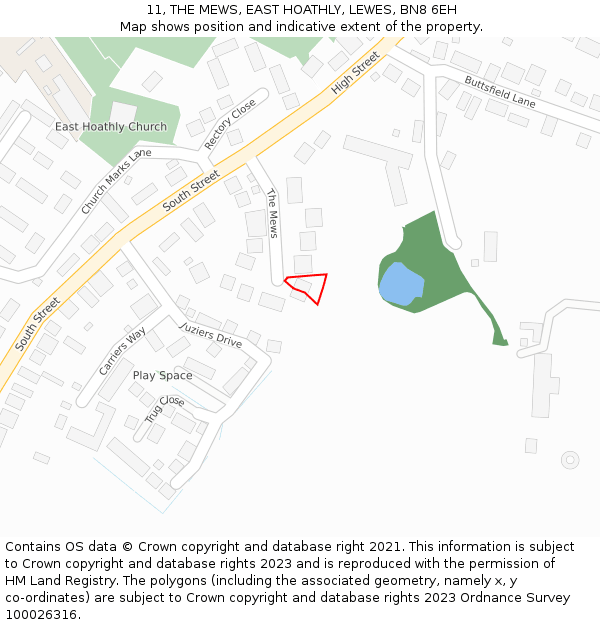 11, THE MEWS, EAST HOATHLY, LEWES, BN8 6EH: Location map and indicative extent of plot