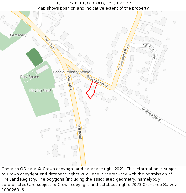 11, THE STREET, OCCOLD, EYE, IP23 7PL: Location map and indicative extent of plot