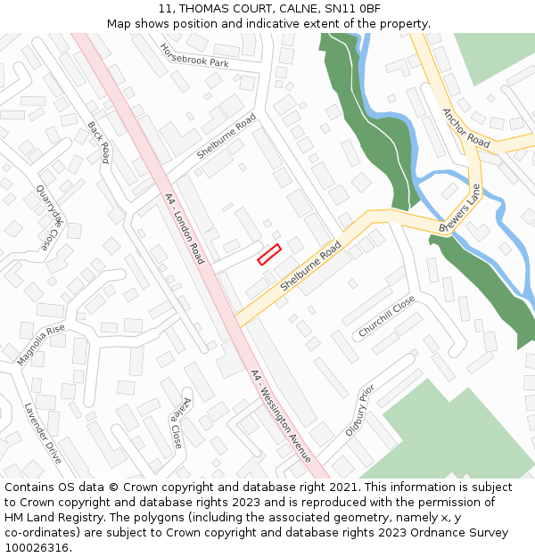 11, THOMAS COURT, CALNE, SN11 0BF: Location map and indicative extent of plot