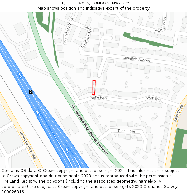 11, TITHE WALK, LONDON, NW7 2PY: Location map and indicative extent of plot