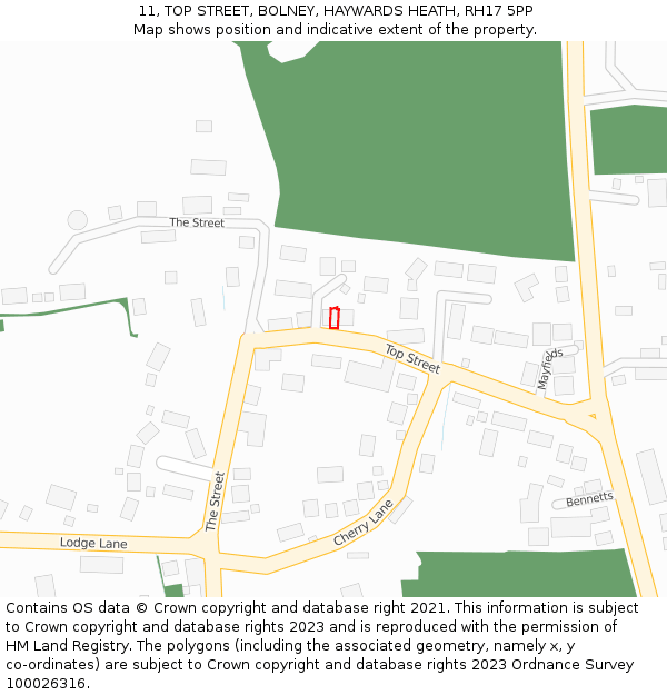 11, TOP STREET, BOLNEY, HAYWARDS HEATH, RH17 5PP: Location map and indicative extent of plot