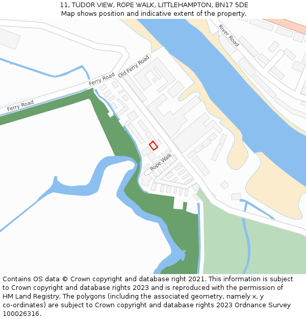 11, TUDOR VIEW, ROPE WALK, LITTLEHAMPTON, BN17 5DE: Location map and indicative extent of plot