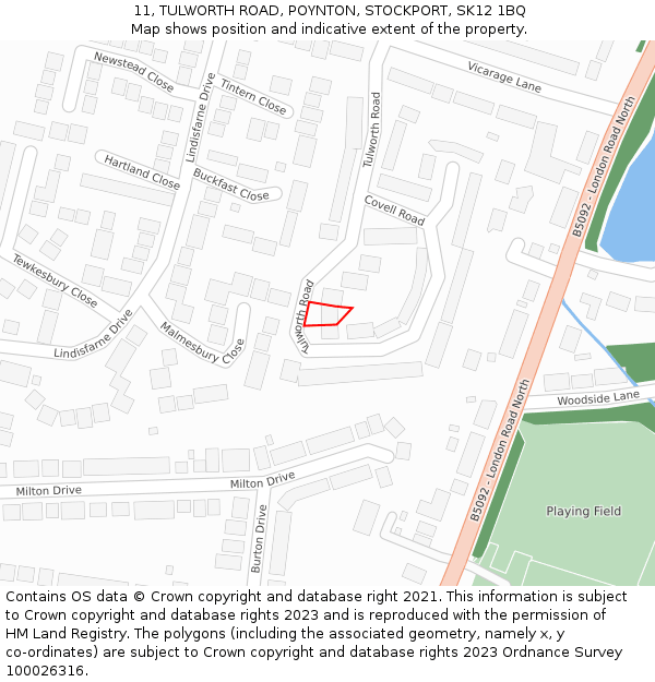 11, TULWORTH ROAD, POYNTON, STOCKPORT, SK12 1BQ: Location map and indicative extent of plot