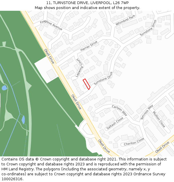 11, TURNSTONE DRIVE, LIVERPOOL, L26 7WP: Location map and indicative extent of plot