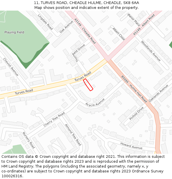 11, TURVES ROAD, CHEADLE HULME, CHEADLE, SK8 6AA: Location map and indicative extent of plot