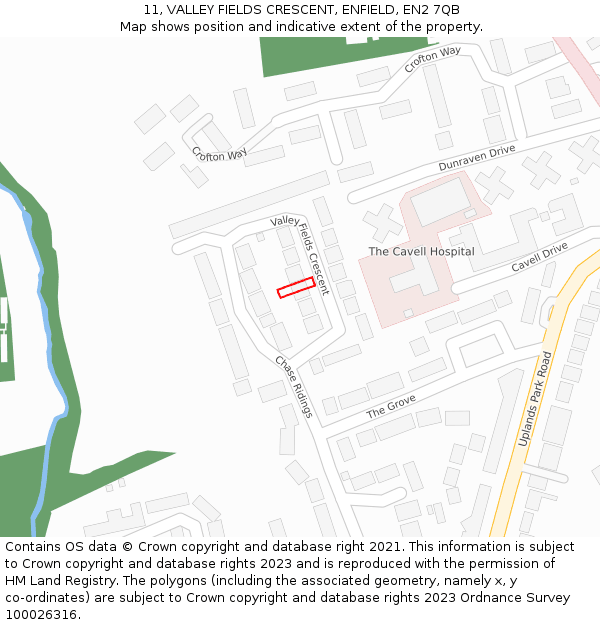 11, VALLEY FIELDS CRESCENT, ENFIELD, EN2 7QB: Location map and indicative extent of plot
