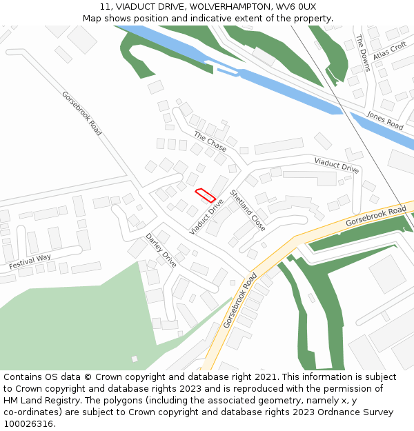 11, VIADUCT DRIVE, WOLVERHAMPTON, WV6 0UX: Location map and indicative extent of plot
