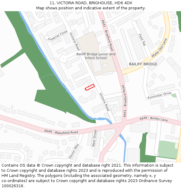 11, VICTORIA ROAD, BRIGHOUSE, HD6 4DX: Location map and indicative extent of plot