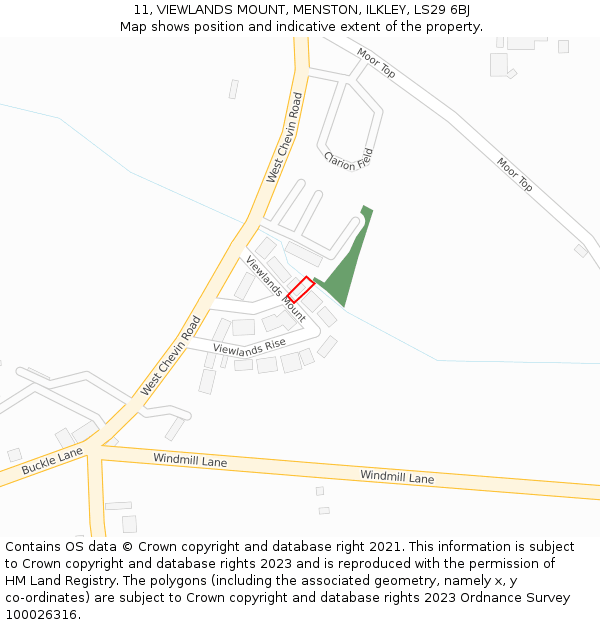 11, VIEWLANDS MOUNT, MENSTON, ILKLEY, LS29 6BJ: Location map and indicative extent of plot