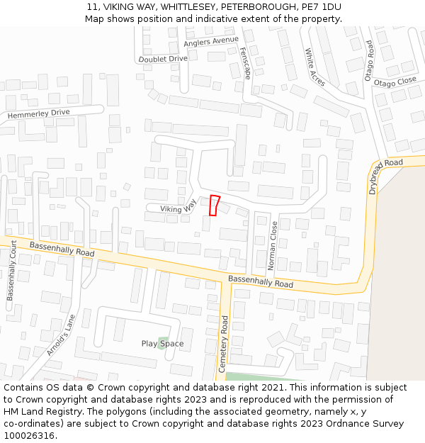 11, VIKING WAY, WHITTLESEY, PETERBOROUGH, PE7 1DU: Location map and indicative extent of plot