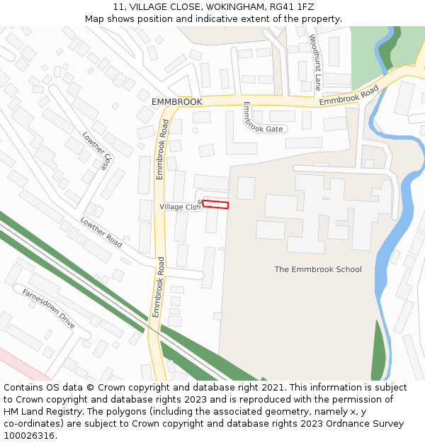 11, VILLAGE CLOSE, WOKINGHAM, RG41 1FZ: Location map and indicative extent of plot