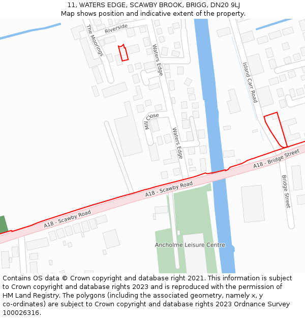 11, WATERS EDGE, SCAWBY BROOK, BRIGG, DN20 9LJ: Location map and indicative extent of plot