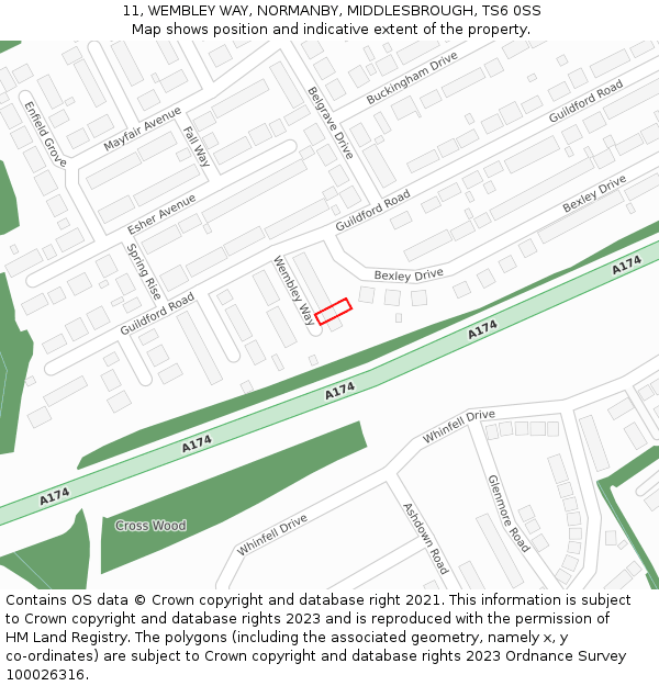 11, WEMBLEY WAY, NORMANBY, MIDDLESBROUGH, TS6 0SS: Location map and indicative extent of plot