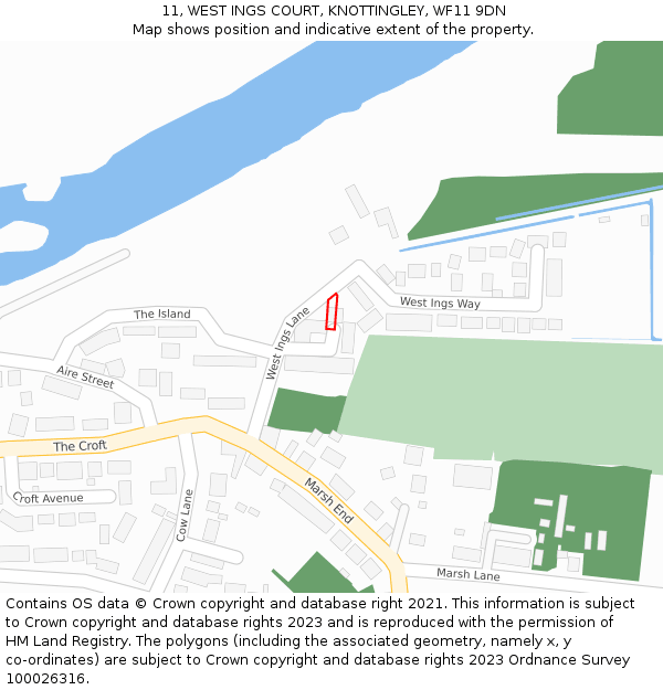 11, WEST INGS COURT, KNOTTINGLEY, WF11 9DN: Location map and indicative extent of plot