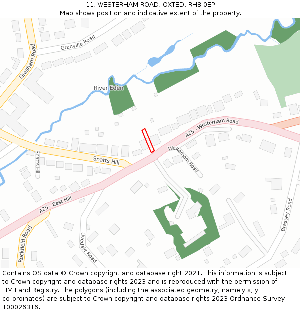 11, WESTERHAM ROAD, OXTED, RH8 0EP: Location map and indicative extent of plot