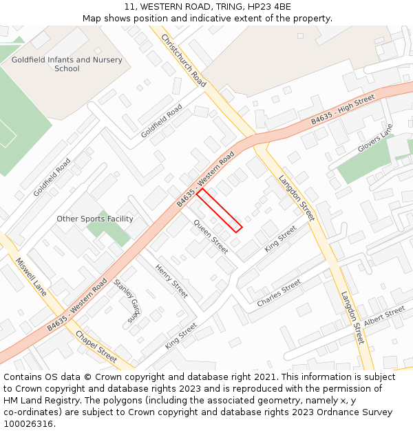 11, WESTERN ROAD, TRING, HP23 4BE: Location map and indicative extent of plot