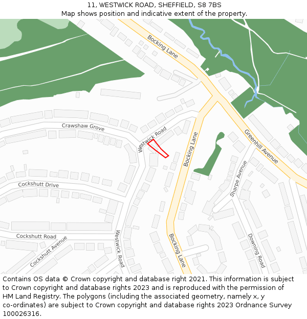 11, WESTWICK ROAD, SHEFFIELD, S8 7BS: Location map and indicative extent of plot