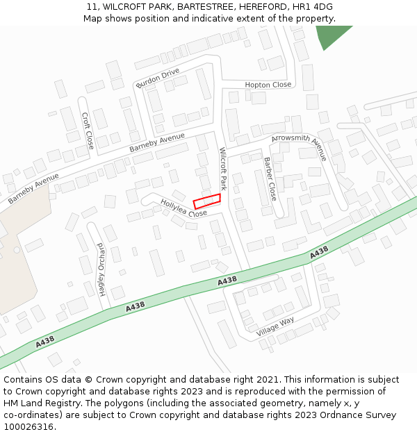 11, WILCROFT PARK, BARTESTREE, HEREFORD, HR1 4DG: Location map and indicative extent of plot