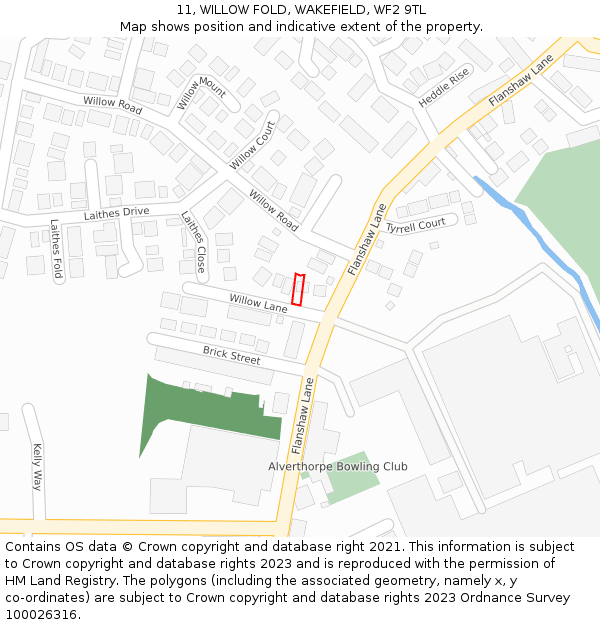 11, WILLOW FOLD, WAKEFIELD, WF2 9TL: Location map and indicative extent of plot