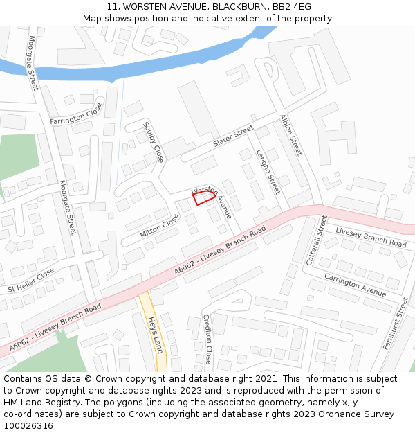 11, WORSTEN AVENUE, BLACKBURN, BB2 4EG: Location map and indicative extent of plot