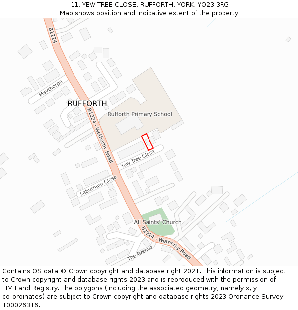 11, YEW TREE CLOSE, RUFFORTH, YORK, YO23 3RG: Location map and indicative extent of plot