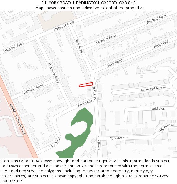 11, YORK ROAD, HEADINGTON, OXFORD, OX3 8NR: Location map and indicative extent of plot