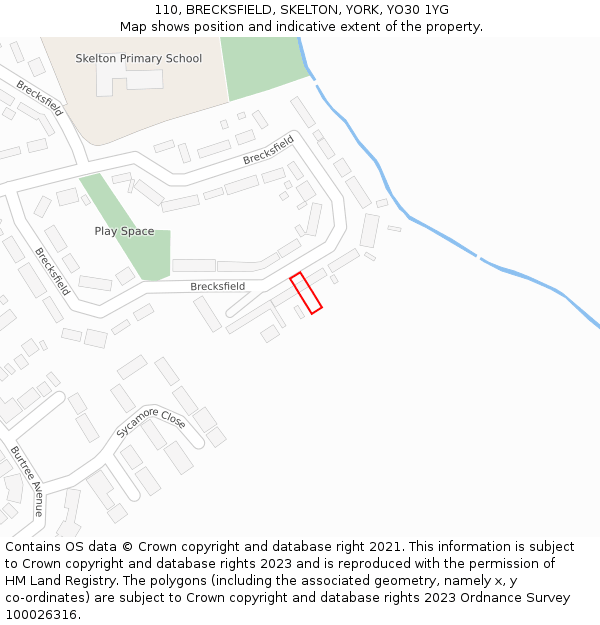 110, BRECKSFIELD, SKELTON, YORK, YO30 1YG: Location map and indicative extent of plot