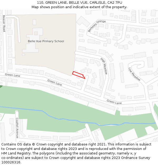 110, GREEN LANE, BELLE VUE, CARLISLE, CA2 7PU: Location map and indicative extent of plot