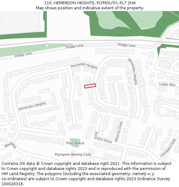 110, HEMERDON HEIGHTS, PLYMOUTH, PL7 2HA: Location map and indicative extent of plot