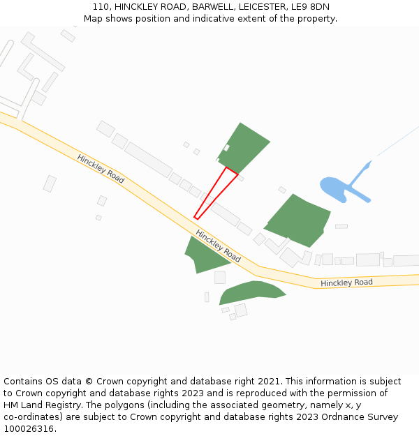 110, HINCKLEY ROAD, BARWELL, LEICESTER, LE9 8DN: Location map and indicative extent of plot