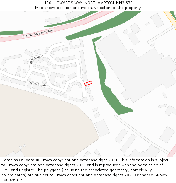 110, HOWARDS WAY, NORTHAMPTON, NN3 6RP: Location map and indicative extent of plot