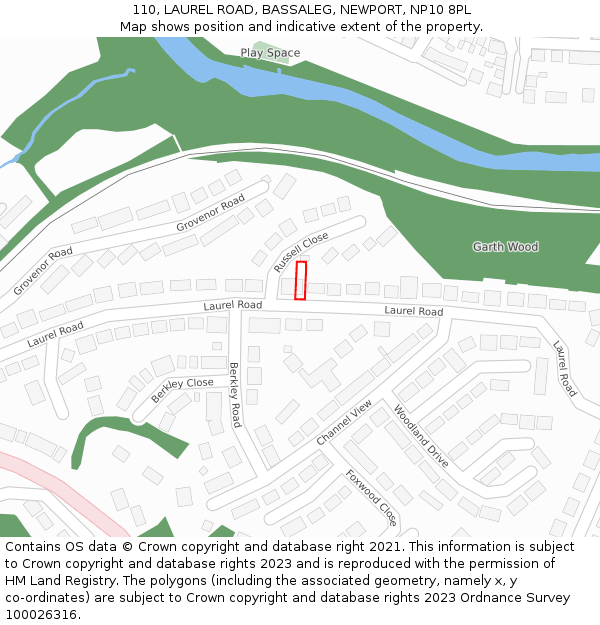 110, LAUREL ROAD, BASSALEG, NEWPORT, NP10 8PL: Location map and indicative extent of plot