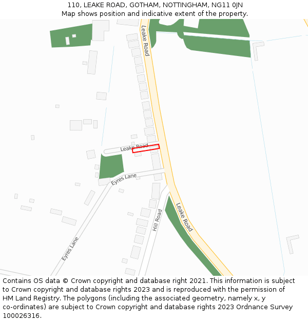 110, LEAKE ROAD, GOTHAM, NOTTINGHAM, NG11 0JN: Location map and indicative extent of plot