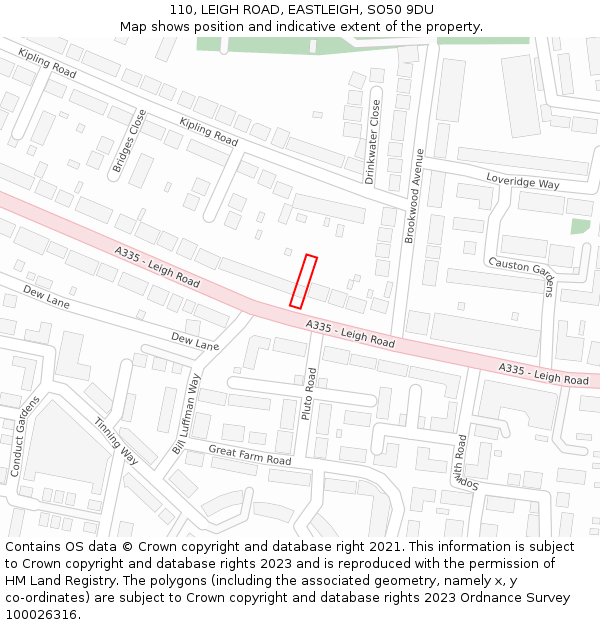 110, LEIGH ROAD, EASTLEIGH, SO50 9DU: Location map and indicative extent of plot