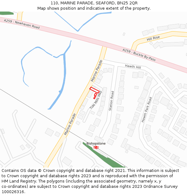 110, MARINE PARADE, SEAFORD, BN25 2QR: Location map and indicative extent of plot