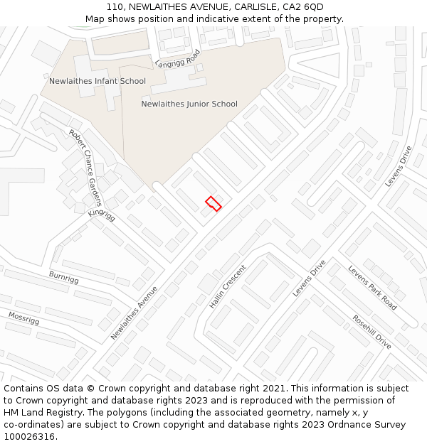 110, NEWLAITHES AVENUE, CARLISLE, CA2 6QD: Location map and indicative extent of plot