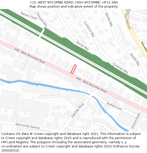 110, WEST WYCOMBE ROAD, HIGH WYCOMBE, HP12 3AA: Location map and indicative extent of plot