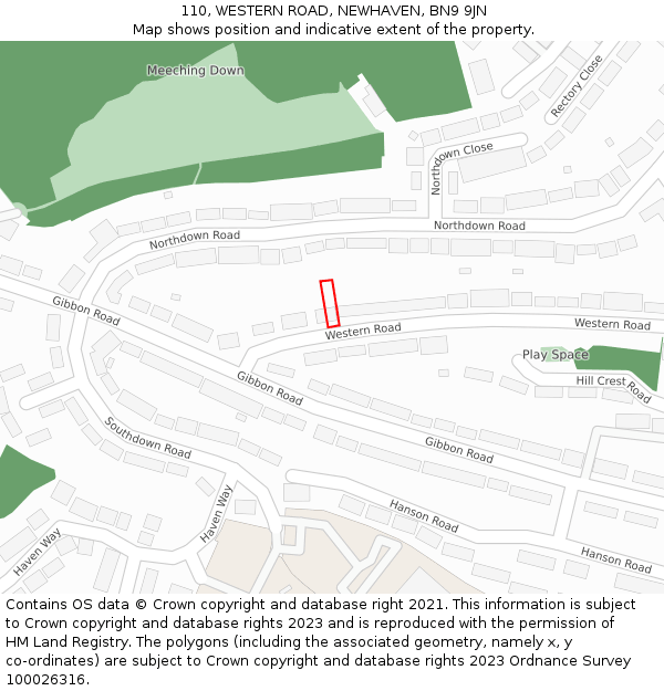 110, WESTERN ROAD, NEWHAVEN, BN9 9JN: Location map and indicative extent of plot